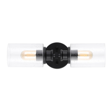 Jules Edison 16.5" Cylinder Iron/Seeded Glass Farmhouse Contemporary LED Wall Sconce - JONATHAN Y